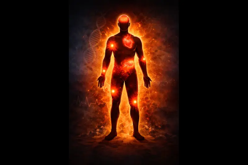 Human body outline showing sites of inflammation